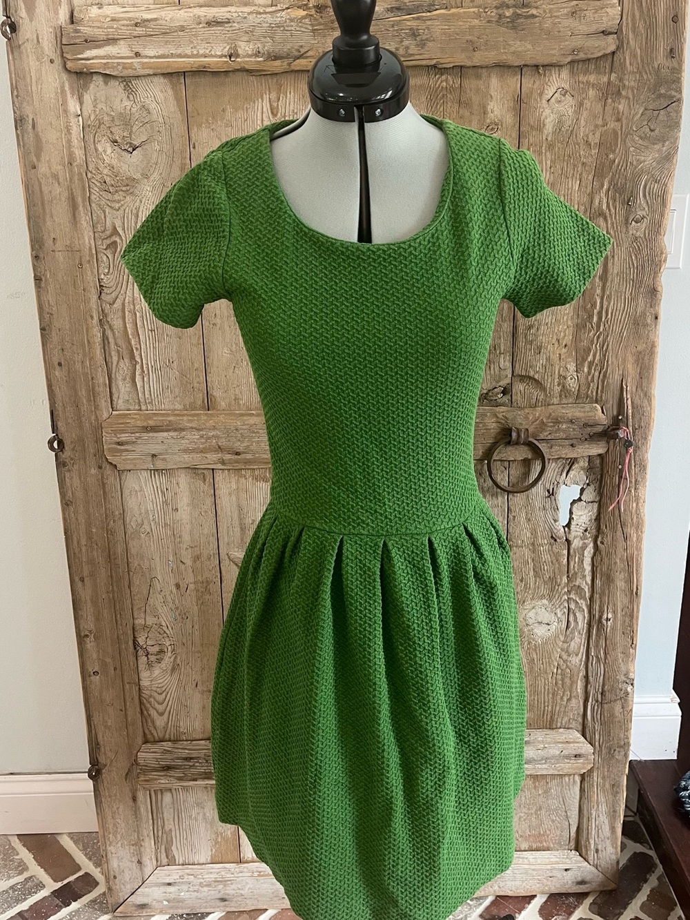 Ganni Emerald Green Textured Knit Mini Dress